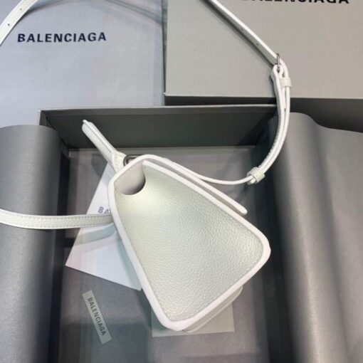 Replica Balenciaga 592833 Hourglass XS Top Handle Leather HandBag White 3