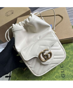 Replica Gucci 746433 GG Marmont Mini Bucket Bag White 2