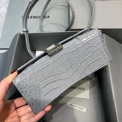 Replica Balenciaga 592833 Hourglass XS Top Handle Bag Navy Gray Silver 4