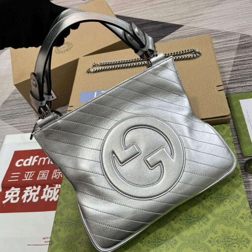 Replica Gucci 751518 Gucci Blondie Small Tote Bag Silver 3