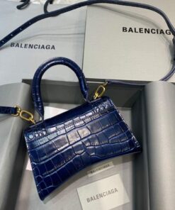 Replica Balenciaga 592833 Hourglass XS Top Handle Bag Navy Blue 2