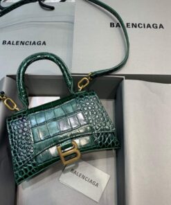 Replica Balenciaga 592833 Hourglass XS Top Handle Bag Dark Green