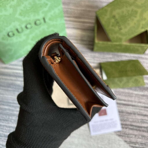 Replica Gucci 723786 GG Matelassé Card Case Wallet Brown 2