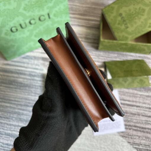 Replica Gucci 723786 GG Matelassé Card Case Wallet Brown 3