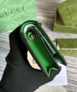 Replica Gucci 723786 GG Matelassé Card Case Wallet Green 2