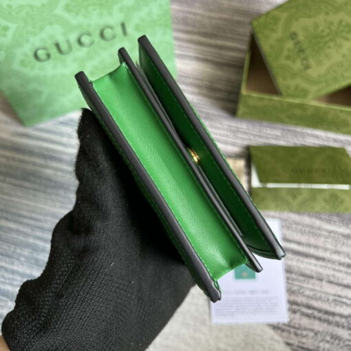 Replica Gucci 723786 GG Matelassé Card Case Wallet Green 3