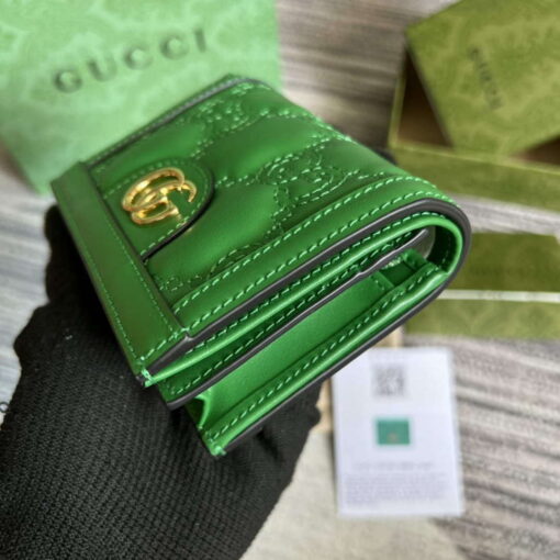 Replica Gucci 723786 GG Matelassé Card Case Wallet Green 4