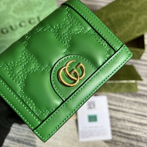 Replica Gucci 723786 GG Matelassé Card Case Wallet Green 5