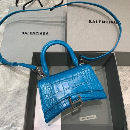 Replica Balenciaga 592833 Hourglass XS Top Handle Bag Blue