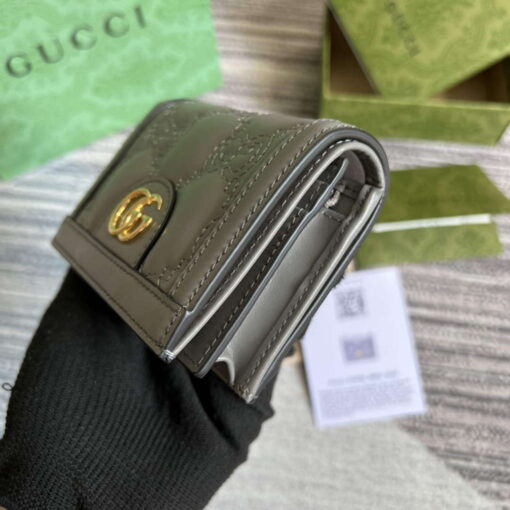 Replica Gucci 723786 GG Matelassé Card Case Wallet Grey 4