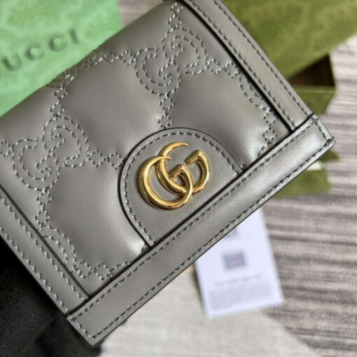 Replica Gucci 723786 GG Matelassé Card Case Wallet Grey 5