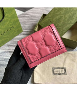 Replica Gucci 723786 GG Matelassé Card Case Wallet Rose pink