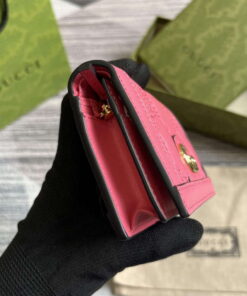 Replica Gucci 723786 GG Matelassé Card Case Wallet Rose pink 2