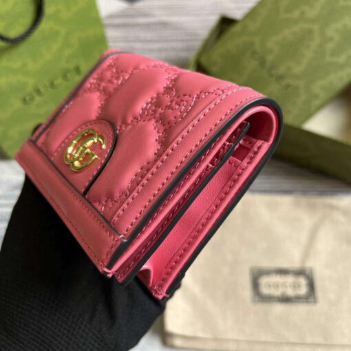 Replica Gucci 723786 GG Matelassé Card Case Wallet Rose pink 3