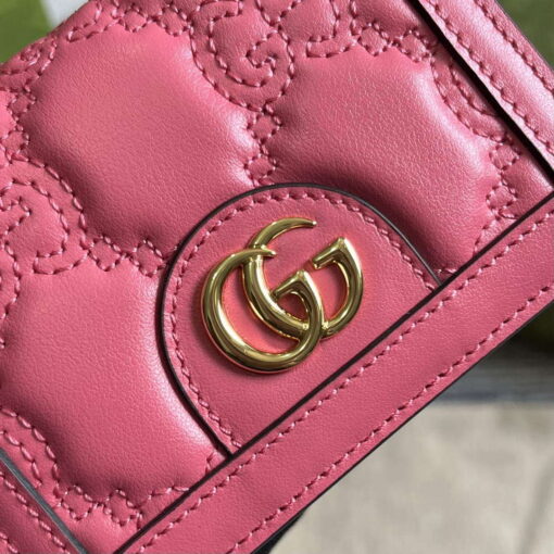 Replica Gucci 723786 GG Matelassé Card Case Wallet Rose pink 4