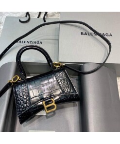 Replica Balenciaga 592833 Hourglass XS Top Handle Bag Black Gold