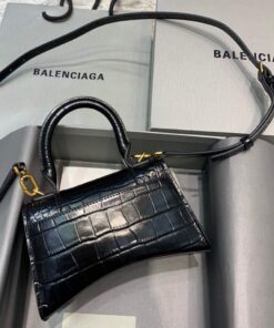 Replica Balenciaga 592833 Hourglass XS Top Handle Bag Black Gold 2