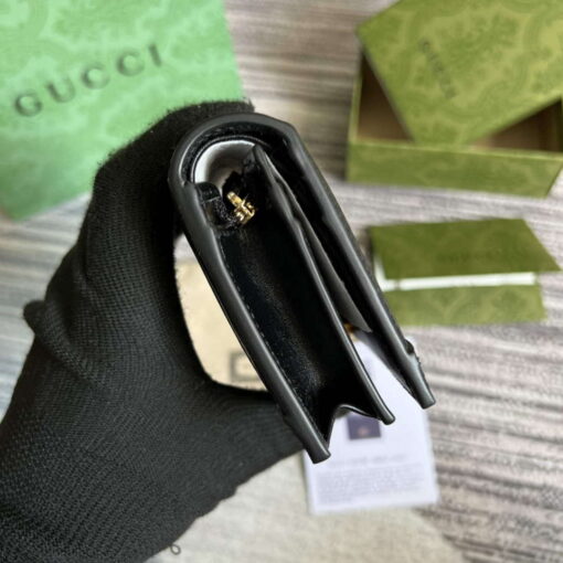 Replica Gucci 723786 GG Matelassé Card Case Wallet Black 2