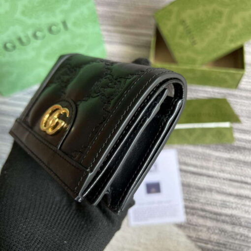 Replica Gucci 723786 GG Matelassé Card Case Wallet Black 4