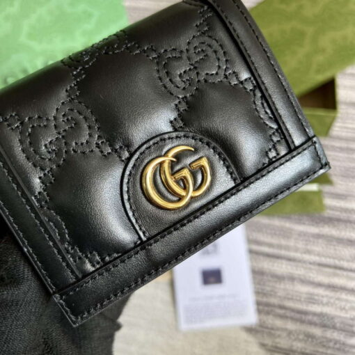 Replica Gucci 723786 GG Matelassé Card Case Wallet Black 5