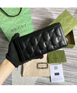 Replica Gucci 723784 GG Matelassé Zip-Around Wallet Black