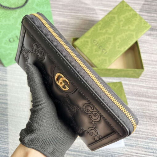 Replica Gucci 723784 GG Matelassé Zip-Around Wallet Black 5