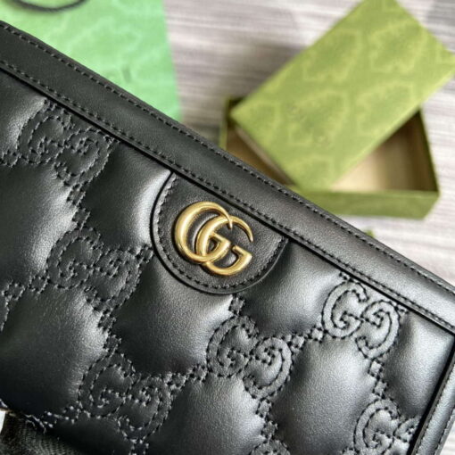 Replica Gucci 723784 GG Matelassé Zip-Around Wallet Black 6