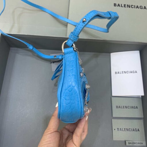 Replica Balenciaga 6940271VG9 Le Cagole Mini Multipouch in Blue Crocodile 3