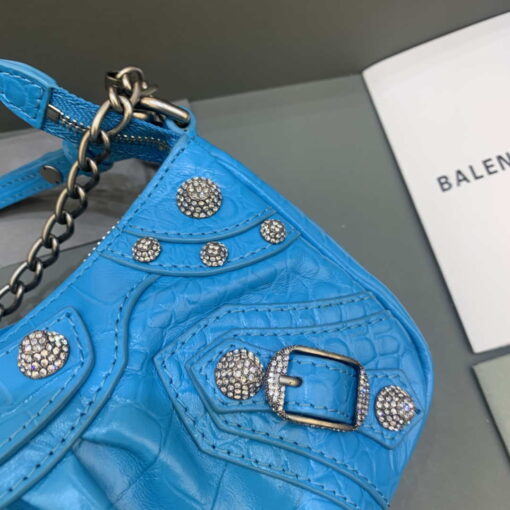 Replica Balenciaga 6940271VG9 Le Cagole Mini Multipouch in Blue Crocodile 5