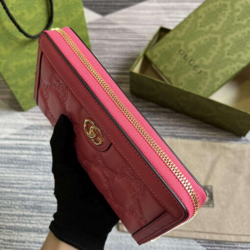 Replica Gucci 723784 GG Matelassé Zip-Around Wallet Rose pink 5