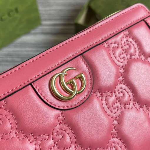 Replica Gucci 723784 GG Matelassé Zip-Around Wallet Rose pink 6