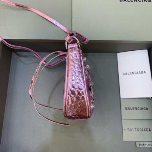 Replica Balenciaga 6940271VG9 Le Cagole Mini Multipouch in Sky Pink Crocodile 3