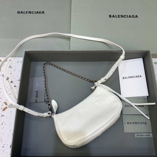 Replica Balenciaga 6940271VG9 Le Cagole Mini Multipouch in White Crocodile 2