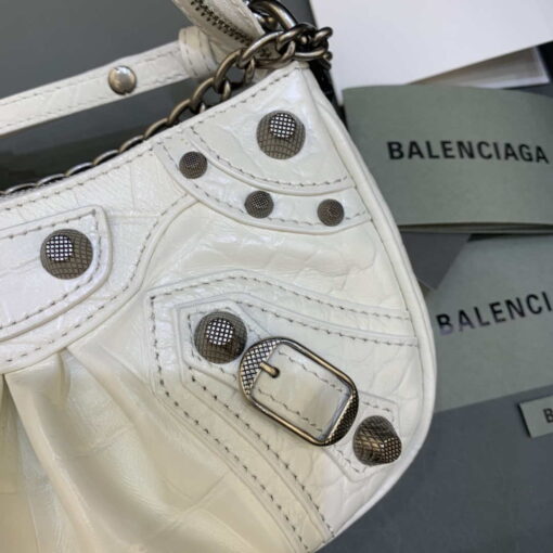 Replica Balenciaga 6940271VG9 Le Cagole Mini Multipouch in White Crocodile 5