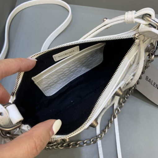 Replica Balenciaga 6940271VG9 Le Cagole Mini Multipouch in White Crocodile 6