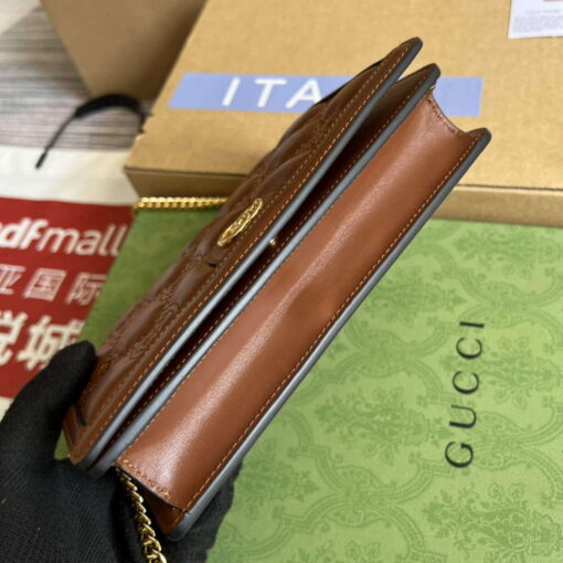 Replica Gucci 723787 GG Matelassé Chain Wallet Brown 5