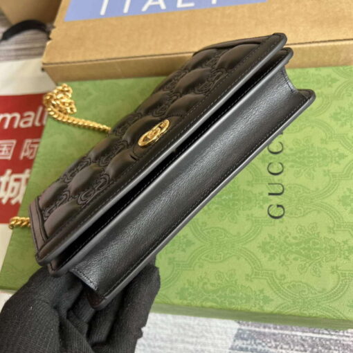 Replica Gucci 723787 GG Matelassé Chain Wallet Black 5