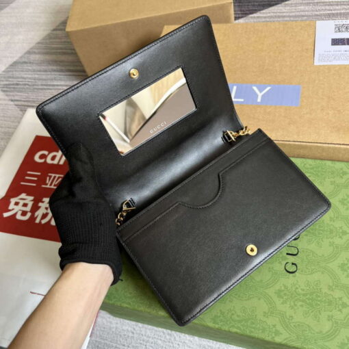 Replica Gucci 723787 GG Matelassé Chain Wallet Black 6