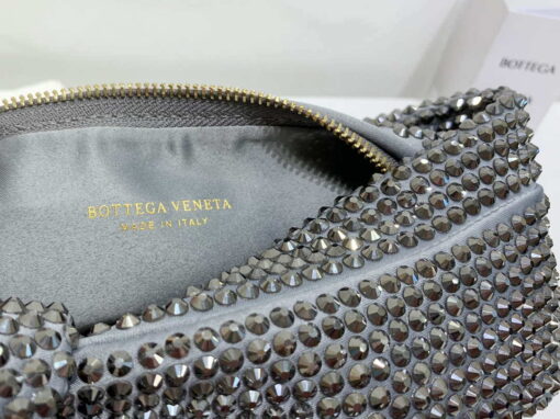 Replica Bottega Veneta BV 651876 mini Jodie Rhinestones Sliver Black 9