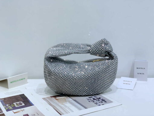 Replica Bottega Veneta BV 651876 mini Jodie Rhinestones Sliver White 2