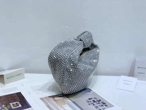 Replica Bottega Veneta BV 651876 mini Jodie Rhinestones Sliver White 3