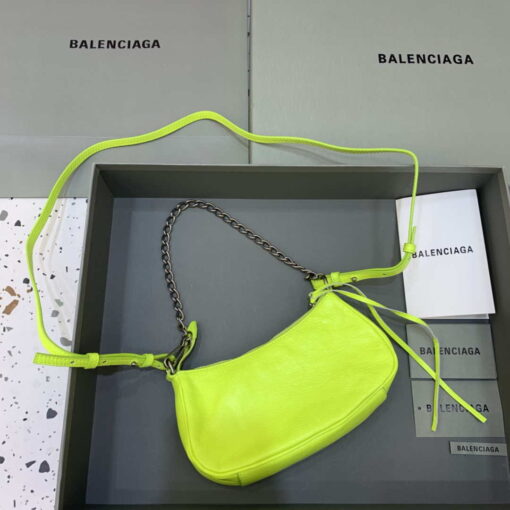 Replica Balenciaga 6940271VG9 Le Cagole Mini Multipouch in Lemon Yellow Arena lambskin 2