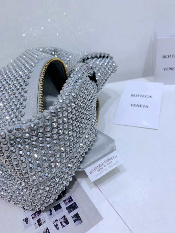 Replica Bottega Veneta BV 651876 mini Jodie Rhinestones Sliver White 7