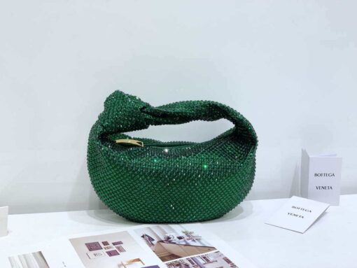 Replica Bottega Veneta BV 651876 mini Jodie Rhinestones Dark Green