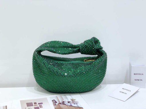 Replica Bottega Veneta BV 651876 mini Jodie Rhinestones Dark Green 2