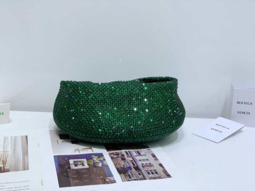 Replica Bottega Veneta BV 651876 mini Jodie Rhinestones Dark Green 5