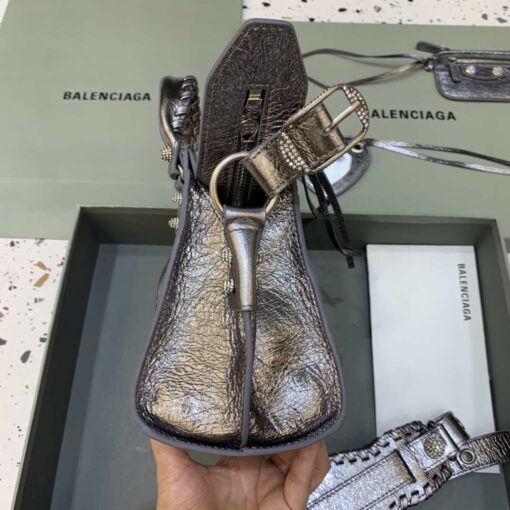 Replica Balenciaga 700940210B Neo Cagole City Handbag in Sliver Grey Arena Lambskin 3