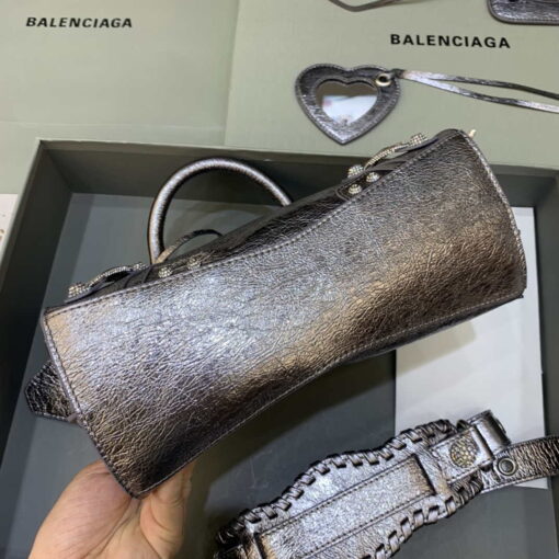 Replica Balenciaga 700940210B Neo Cagole City Handbag in Sliver Grey Arena Lambskin 4