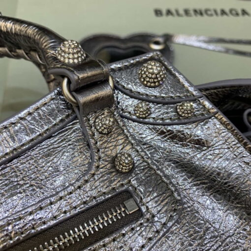 Replica Balenciaga 700940210B Neo Cagole City Handbag in Sliver Grey Arena Lambskin 5