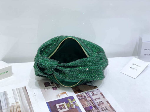 Replica Bottega Veneta BV 651876 mini Jodie Rhinestones Dark Green 9